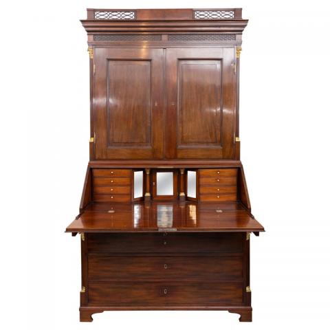 19th_Century_George_III_Style_Mahogany_Bureau_Secretary_Bookcase